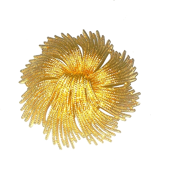 Monet Cordelia Pin Brooch 18k gold plated Vintage 60s 3" diameter Signed EUC - Picture 1 of 4